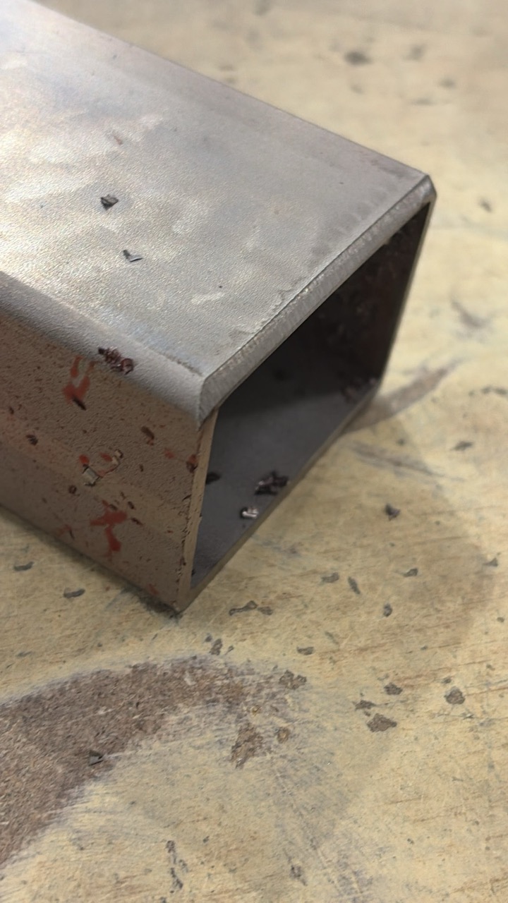 Prepped stainless box section, ready for welding