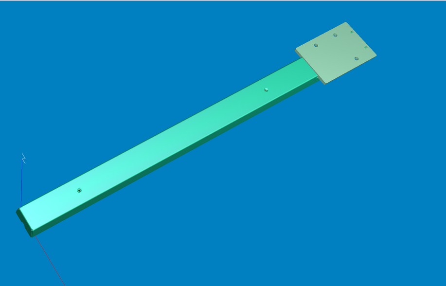 CAD rendering of a stainless steel spreader awning bracket