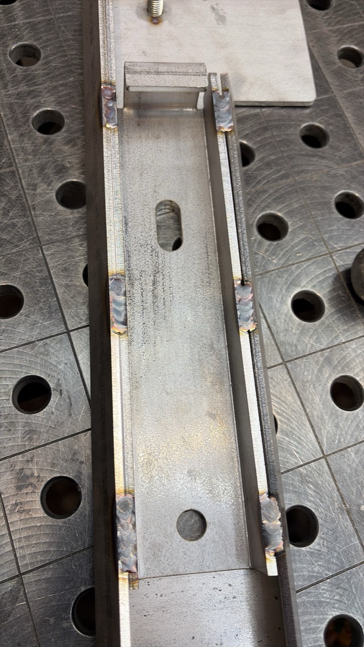 Finished, welded and sanded stainless awning bracket